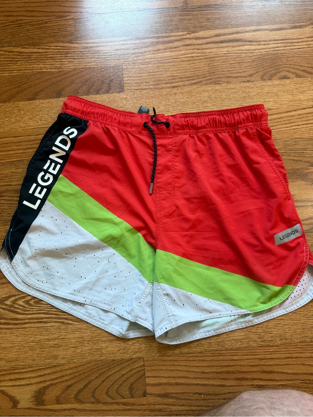 Legends Luka Colorblock Athletic Shorts in Red, Lime & White Large 5” no liner - Picture 1 of 4